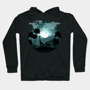 World Wildlife with Map Hoodie